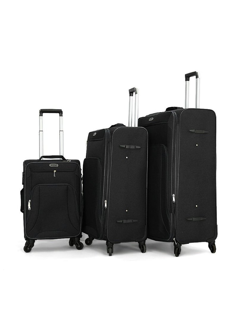 GIORDANO - Giordano Trolley Bags 3 PCS Set Softside Spinners,Black - Image 1