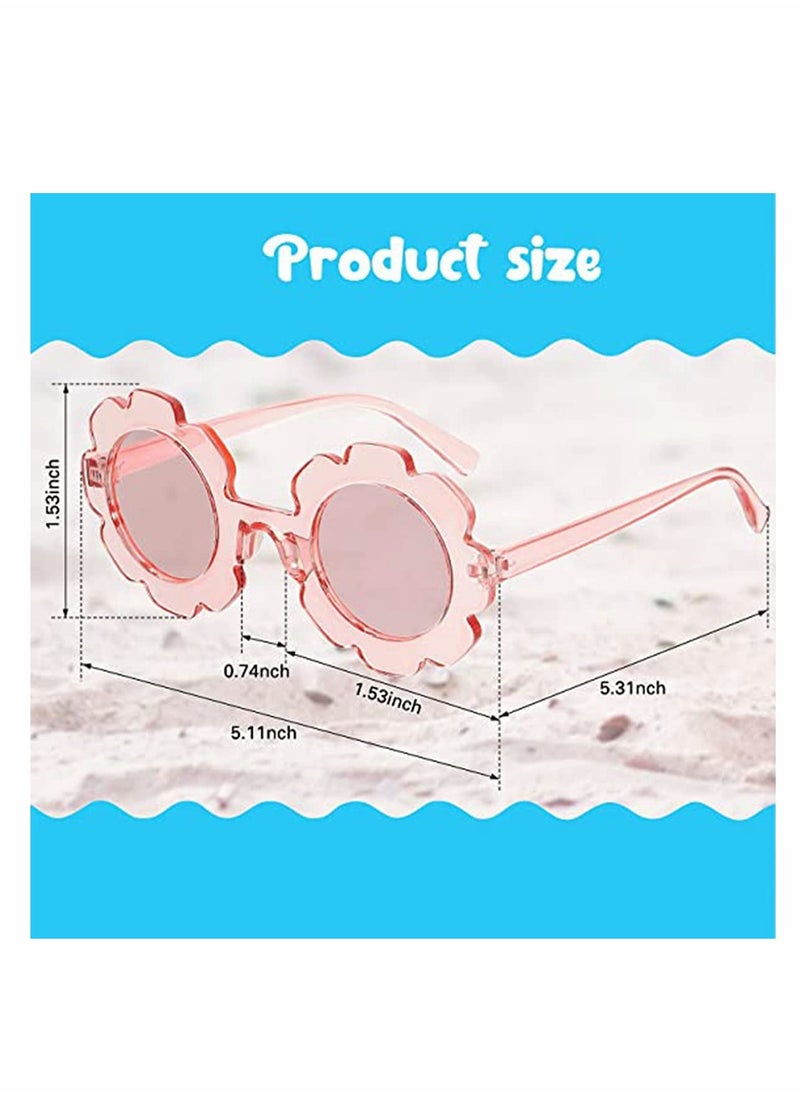 KASTWAVE Girls' Sunglasses, Round Flower Sunglasses Girls Flower Glasses Cute Outdoor Summer Beach Eyewear Pool Party Toys for Toddler Kids Boys Birthday Graduation Party Supplies 3 Pcs  - Image 2