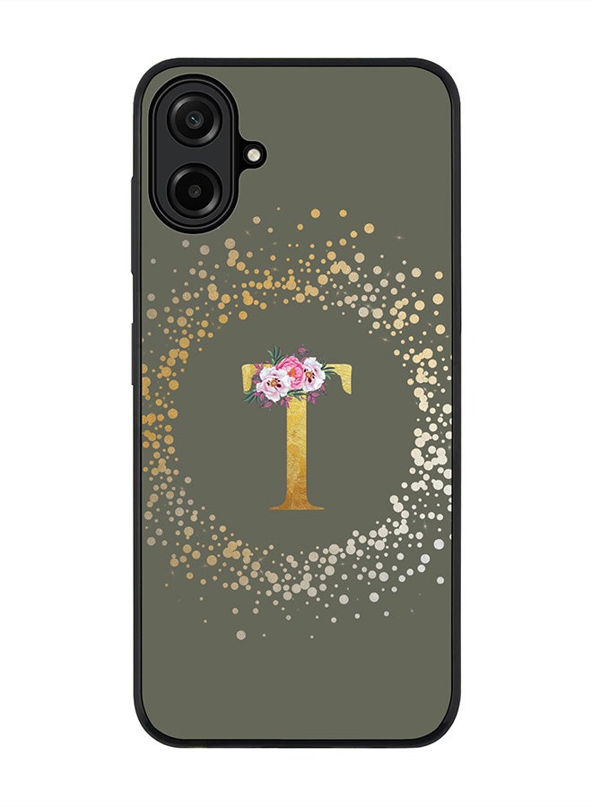 Stylizedd For Samsung Galaxy A07 4G Case,Slim fit Camera Protection, Shockproof Thin Phone cover  - Custom Monogram Floral - T  (Olive Green )