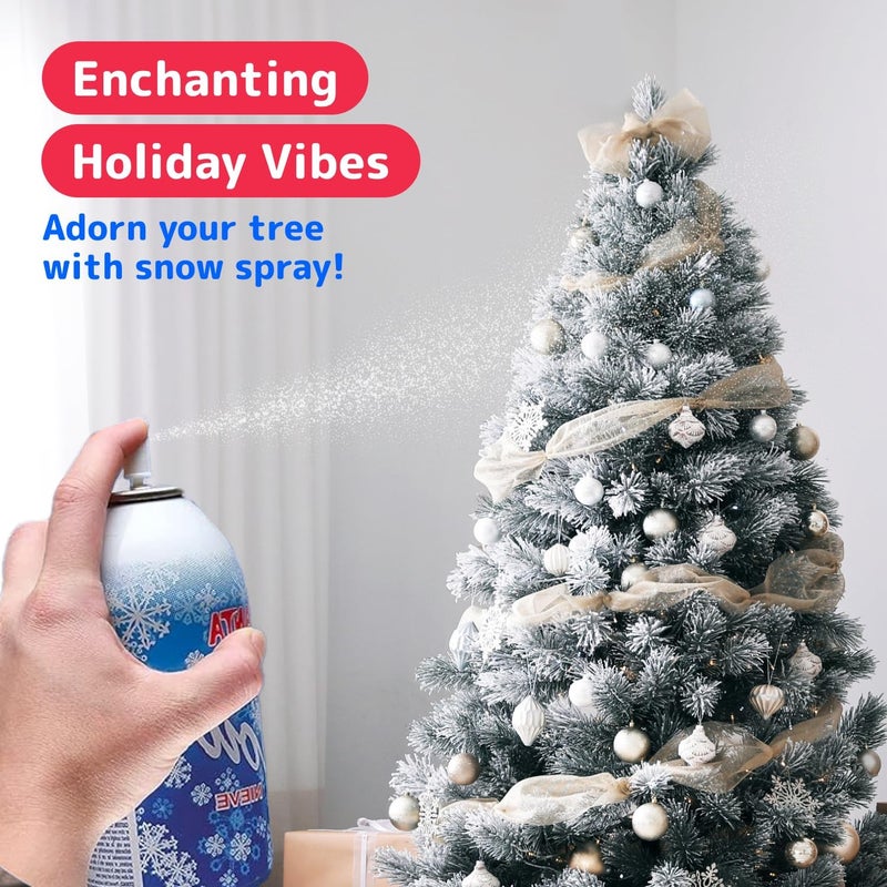 Prextex 2 Pack Fake Snow Spray for Christmas Tree - Quick-Dry Textured Christmas Tree Flocking Spray in 13oz Aerosol Bottles for Decorating and Crafts - Artificial Snow Flock for Windows and Mirrors - Image 2