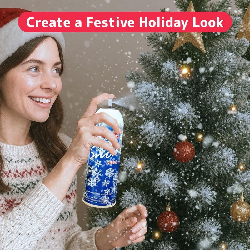 Prextex 2 Pack Fake Snow Spray for Christmas Tree - Quick-Dry Textured Christmas Tree Flocking Spray in 13oz Aerosol Bottles for Decorating and Crafts - Artificial Snow Flock for Windows and Mirrors - Image 4