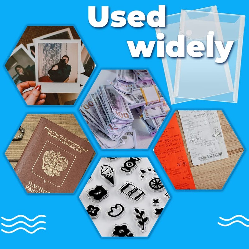 Vmiapxo 40 Pack Stamp and Die Storage Pockets, Reusable Small Plastic Envelopes Waterproof Sticker Organizer Receipt Holder Photo Storage Folders (5" x 7") - Image 4