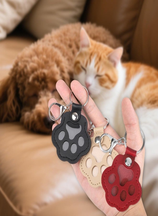 Sinbana 3pcs Dog Fur Storage Keychains, Durable Leather Pet Memorial Key Chain Pendant Cute Paw Shaped Keyring for Dogs & Cats Pet Hair Collector Locket Capsule Keepsake (Black, Gray, Red) - Image 3