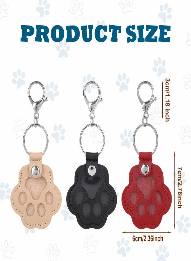 Sinbana 3pcs Dog Fur Storage Keychains, Durable Leather Pet Memorial Key Chain Pendant Cute Paw Shaped Keyring for Dogs & Cats Pet Hair Collector Locket Capsule Keepsake (Black, Gray, Red) - Image 2