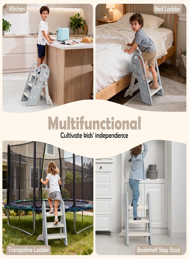 Onasti Adjustable Toddler Step Stool with Handles, Converts from 3-Step to 2-Step as Kids Grow, Non-Slip Safety Stool for Bathroom Sink, Kitchen Counter, Potty Training and Everyday Household Use-Grey - Image 4