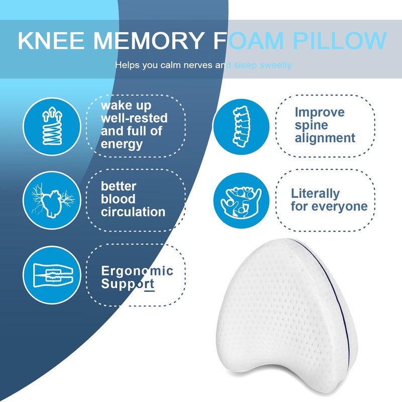 Perffi Knee Pillow for Side Sleepers Orthopaedic Leg Pillow for Painless Sleep Ergonomic Positioning Pillow Made of ViscoElastic Memory Foam Breathable Cover - Image 3