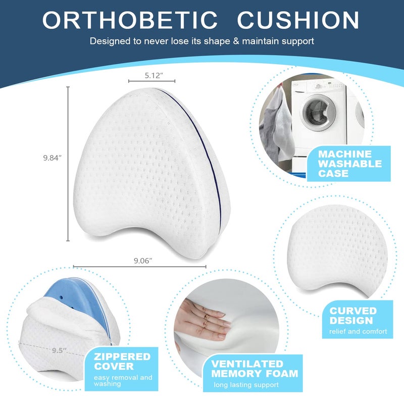 Perffi Knee Pillow for Side Sleepers Orthopaedic Leg Pillow for Painless Sleep Ergonomic Positioning Pillow Made of ViscoElastic Memory Foam Breathable Cover - Image 2