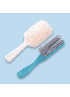 Hair Brush | Flexible Bristles Brush | Hair Brush With Paddle | Straightens & Detangles Hair Brush | Suitable For All Hair Types | Hair Brush Styling Hair | Set Of 2 | Beige & Blue - pzsku/ZFC2C7FBCECA1E52E93F2Z/45/_/1723297859/6067896d-3d66-435c-8e04-d3c96af2153f