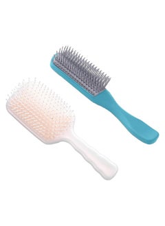 Hair Brush | Flexible Bristles Brush | Hair Brush With Paddle | Straightens & Detangles Hair Brush | Suitable For All Hair Types | Hair Brush Styling Hair | Set Of 2 | Beige & Blue - pzsku/ZFC2C7FBCECA1E52E93F2Z/45/_/1723297860/61f9c207-a849-4e69-bf15-c2972258f055