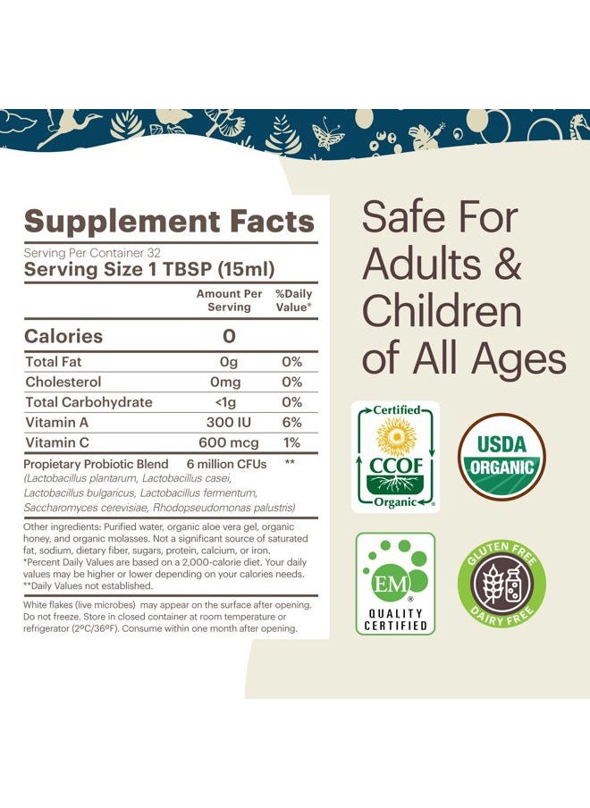 teraganix - Organic Liquid Probiotic (30 Day Supply), Gut Health Supplement, Dr. Formulated for Adults & Kids, Improves Immune Function, Digestion & Nutrient Absorption, 6 Mil CFU/ml ﻿(16 fl oz)﻿ - Image 1