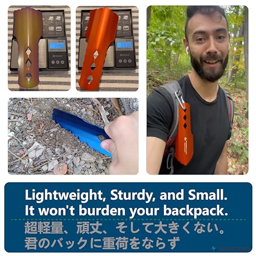 NACETURE Ultralight Backpacking Trowel Aluminum Shovel Small Potty Multitool with Longer Handle Design Essential for Hiking, Camping and Survival Bags (Orange) - Image 2