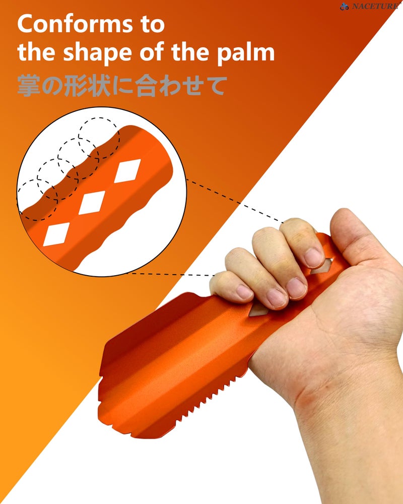 NACETURE Ultralight Backpacking Trowel Aluminum Shovel Small Potty Multitool with Longer Handle Design Essential for Hiking, Camping and Survival Bags (Orange) - Image 5