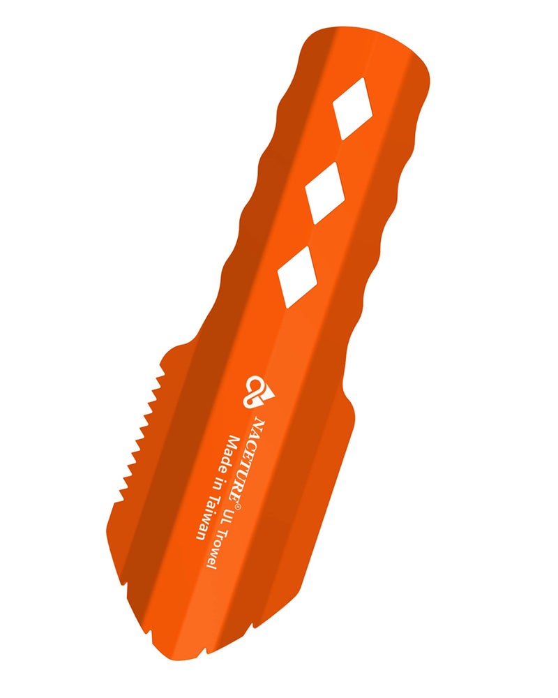 NACETURE Ultralight Backpacking Trowel Aluminum Shovel Small Potty Multitool with Longer Handle Design Essential for Hiking, Camping and Survival Bags (Orange) - Image 1