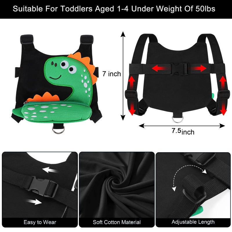 Accmor Toddler Harness Leash + Anti Lost Wrist Link, Cute Dinosaur Kids Leash Walking Harness, Baby Leashes for Toddlers, Child Harness Leash Wristband Assistant Strap Belt for Boys Girls Outdoor - Image 2