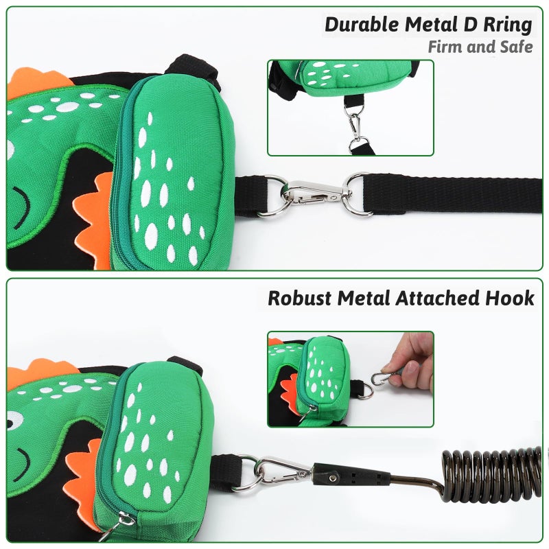 Accmor Toddler Harness Leash + Anti Lost Wrist Link, Cute Dinosaur Kids Leash Walking Harness, Baby Leashes for Toddlers, Child Harness Leash Wristband Assistant Strap Belt for Boys Girls Outdoor - Image 4