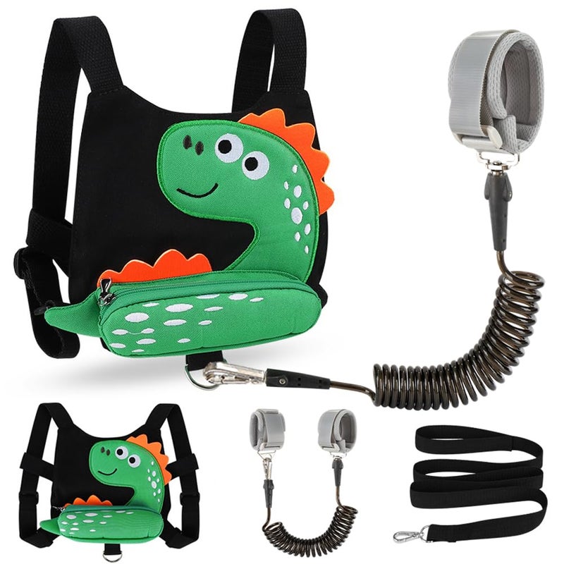 Accmor Toddler Harness Leash + Anti Lost Wrist Link, Cute Dinosaur Kids Leash Walking Harness, Baby Leashes for Toddlers, Child Harness Leash Wristband Assistant Strap Belt for Boys Girls Outdoor - Image 1