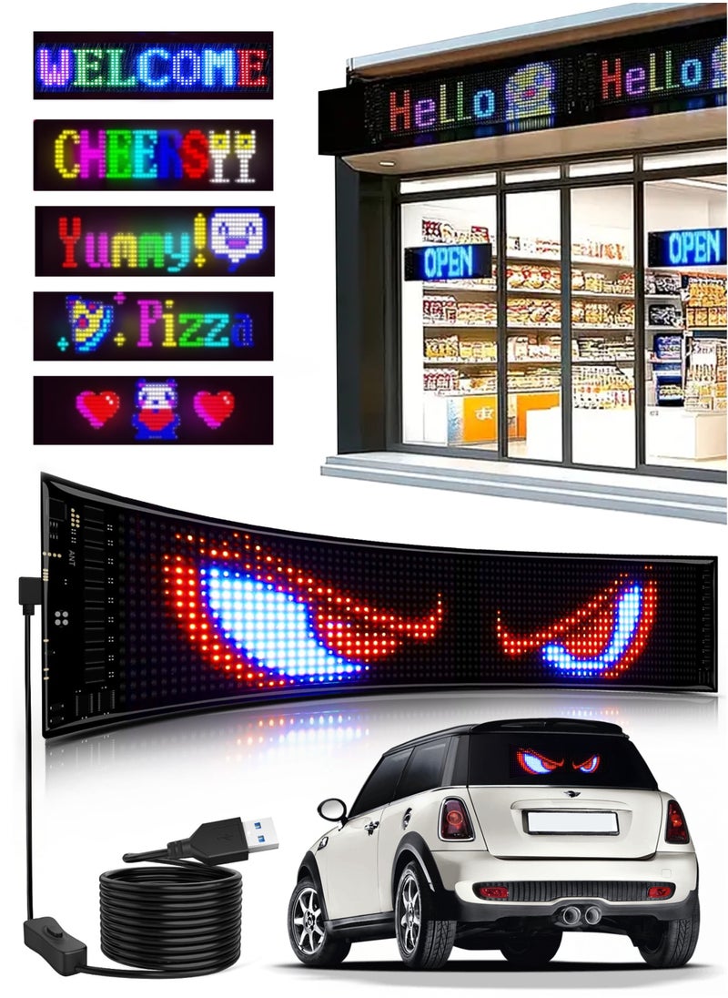 دي بلو لوحة إعلانات LED كبيرة مرنة قابلة للبرمجة بتقنية RGB كاملة الألوان لافتة رقمية فائقة السطوع مع تحكم عبر تطبيق بلوتوث تخصيص يدوي للنصوص على شاشة LED للسيارة، الشاحنة، متاجر الأعمال، الإعلانات، المطاعم، الفنادق، المقاهي، الحفلات، المنازل، المكاتب، والمهرجانات لوحة عرض بمصفوفة لتمرير النصوص والأنماط والرسوم المتحركة إضاءة بعيون الشيطان شاشة ذكية بلوحة تحتوي على 1280 مصباح LED  - Image 3