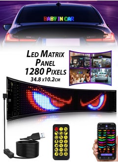 DBLEW LED Advertising Large Flexible RGB Full Color Programmable Digital Sign Super Bright Bluetooth APP Control DIY Custom LED for Car, Truck, Store Business Advertising, Dining, Hotel, Restaurant, Bar, Coffee Shop, Party, Home, Office, Festival Matrix Panel Board Custom Text Pattern Animation Scrolling Display Devil Eyes Light Smart Screen Sign Panel with 1280 LEDs  - Image 1