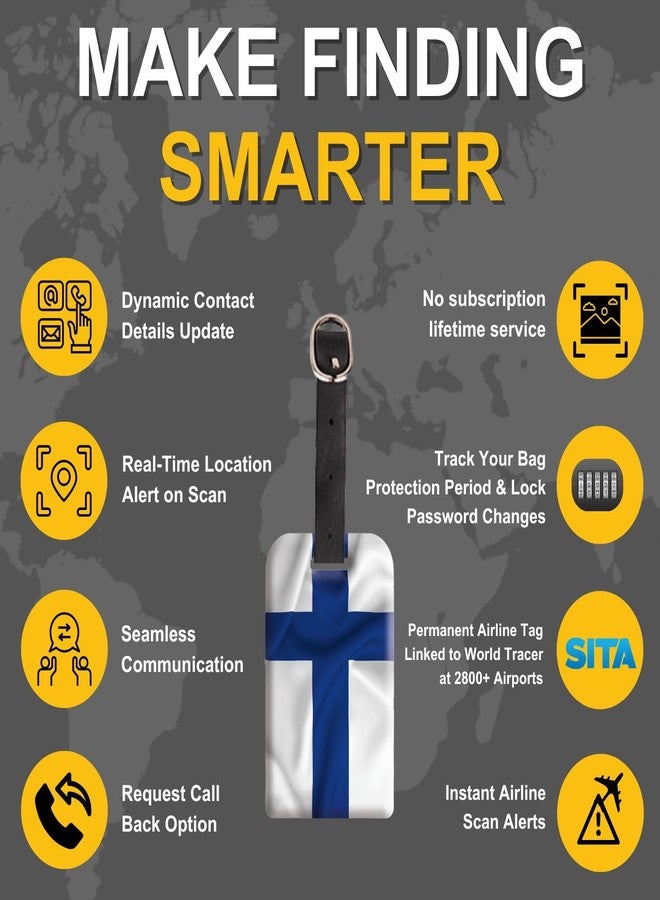tag8 [Pack 2] tag8 Finland Flag Smart Luggage tag |Trendy Luggage tag ID Identification | Suitcase Tag | Fashionable Digital Name tag | Airline Compliant, SITA World Tracer Code Enabled | Gift idea - Image 4
