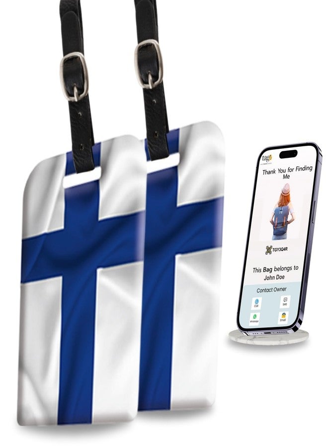 tag8 [Pack 2] tag8 Finland Flag Smart Luggage tag |Trendy Luggage tag ID Identification | Suitcase Tag | Fashionable Digital Name tag | Airline Compliant, SITA World Tracer Code Enabled | Gift idea - Image 1