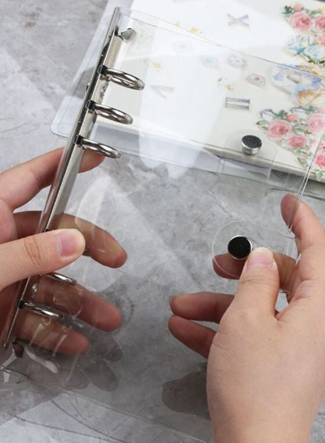 NIBEMINENT File Folder Loose Notebook Sheet Ring Binder Transparent/Silver  - Image 2