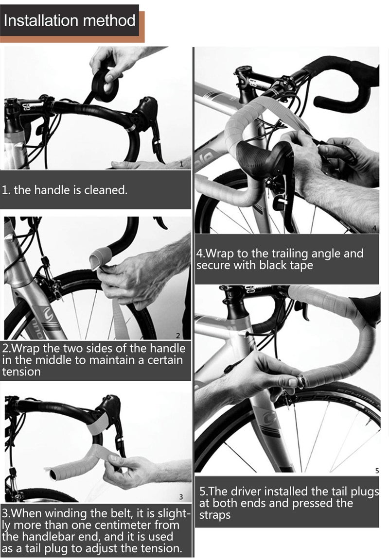 TOPCABIN Bicycle Bar Tape EVA Camouflage Series Comfort Road Bike Handlebar Tape Bike Bar Tape with Bar End Plugs-2 Rolls (Grid Red) - Image 5