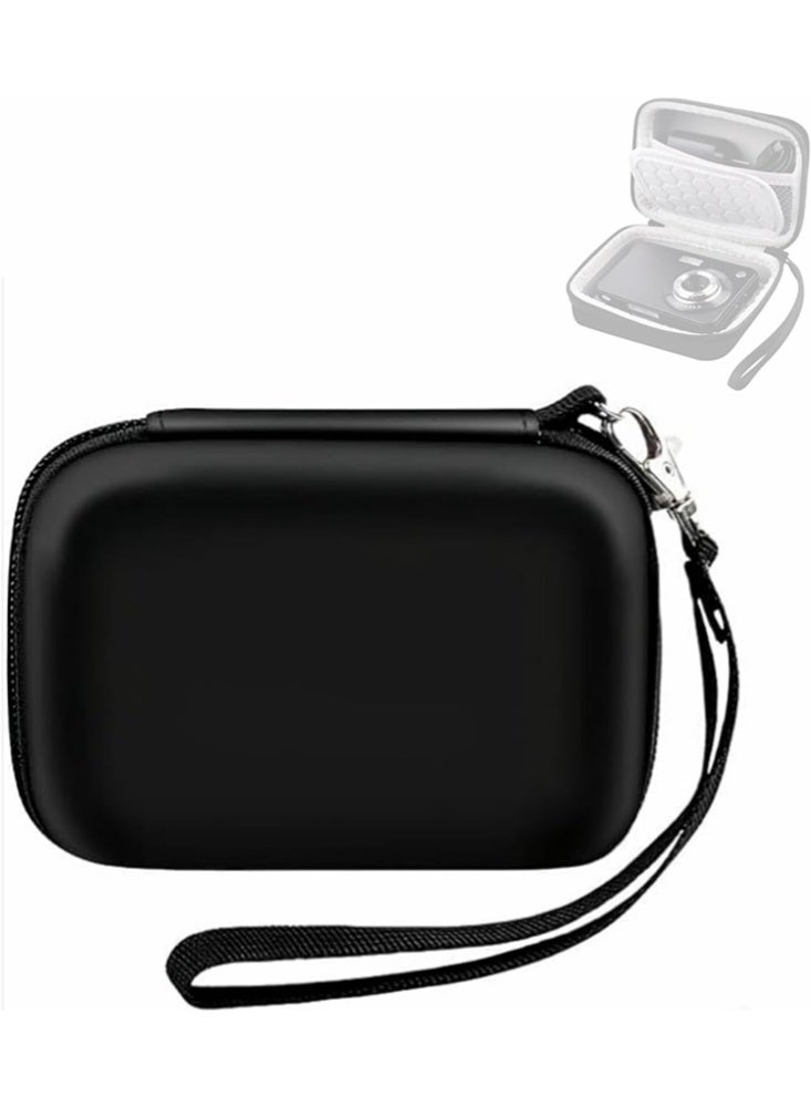 JOYBOS حقيبة كاميرا رقمية متوافقة مع Kodak PixPro/Canon PowerShot/Sony DSC، حقيبة حمل واقية صلبة للكاميرا للكابل وبطاقة SD (أسود) - Image 1