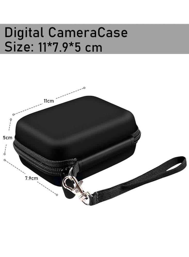 JOYBOS حقيبة كاميرا رقمية متوافقة مع Kodak PixPro/Canon PowerShot/Sony DSC، حقيبة حمل واقية صلبة للكاميرا للكابل وبطاقة SD (أسود) - Image 2
