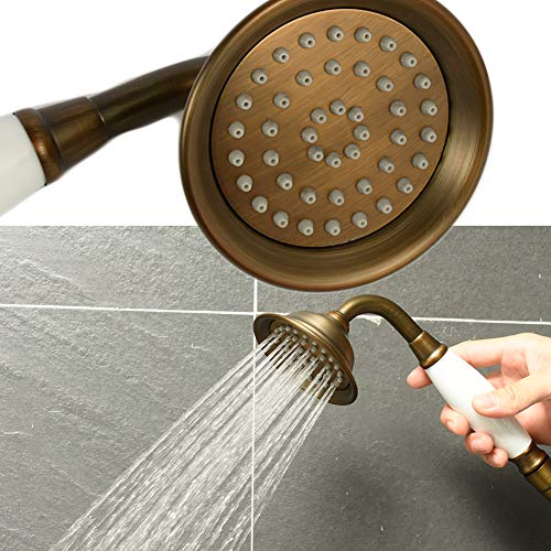 ENGA Vintage Hand-held Shower Rain Sprayer Telephone Shaped Brass Ceramic Shower Head with 59 Inch Hose for Bathroom (Retro Bronze) - Image 3