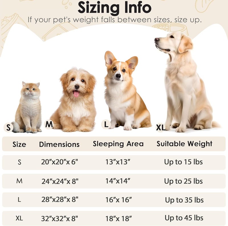 Hoewina Dog & Cat Bed, 20in Cat Beds for Indoor Cats, Calming Donut Bed for Puppy and Kitten, Washable Round Fluffy Pet Bed for Small Medium Dogs and Cats (Light Brown) - Image 2