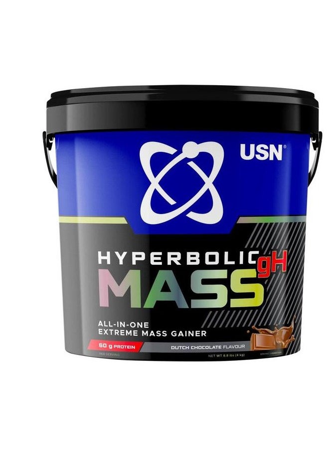 USN - USN Hyperbolic Mass GH Dutch Chocolate 4kg: High Calorie Mass Gainer Protein Powder for Fast Muscle Mass and Weight Gain, With Added Creatine and Vitamins - Image 1