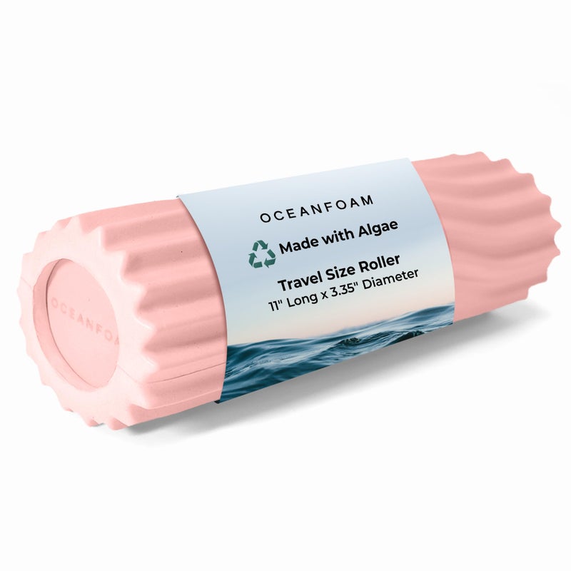Oceanfoam Ripple Travel Foam Roller 11 x 335 Firm Mini Foam Roller for Physical Therapy Deep Tissue Massage Back Pain High Density Ergonomic Wave Textured Yoga Pilates Exercise Blush - Image 2