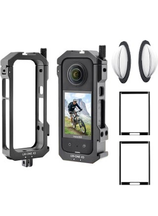Aluminum Frame Cage with Sticky Lens Guard Set and Screen Protector for Insta360 X3 - Anti-Scratch Metal Housing Shell and Tempered Glass Protective Film Accessories Kit. - pzsku/ZFC2CDEE5A24BBB07B4DEZ/45/_/1723085977/62387a8e-8aa4-4691-991b-841579fd2919