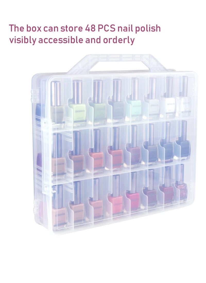 Joyelink - Portable Nail Polish Organizer, Clear Double Side Nail Polish Holder,Gel Nail Storage for 48 Bottles,Space Saver (13.5 x 11.6 x 3.2in) - Image 1