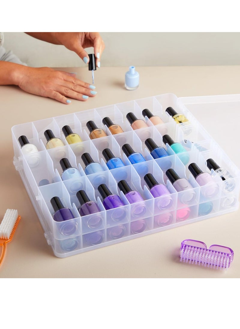 Joyelink - Portable Nail Polish Organizer, Clear Double Side Nail Polish Holder,Gel Nail Storage for 48 Bottles,Space Saver (13.5 x 11.6 x 3.2in) - Image 1