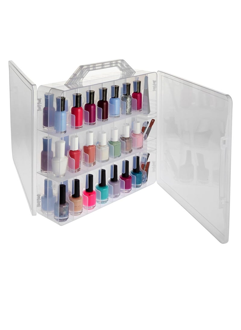 Joyelink - Portable Nail Polish Organizer, Clear Double Side Nail Polish Holder,Gel Nail Storage for 48 Bottles,Space Saver (13.5 x 11.6 x 3.2in) - Image 1