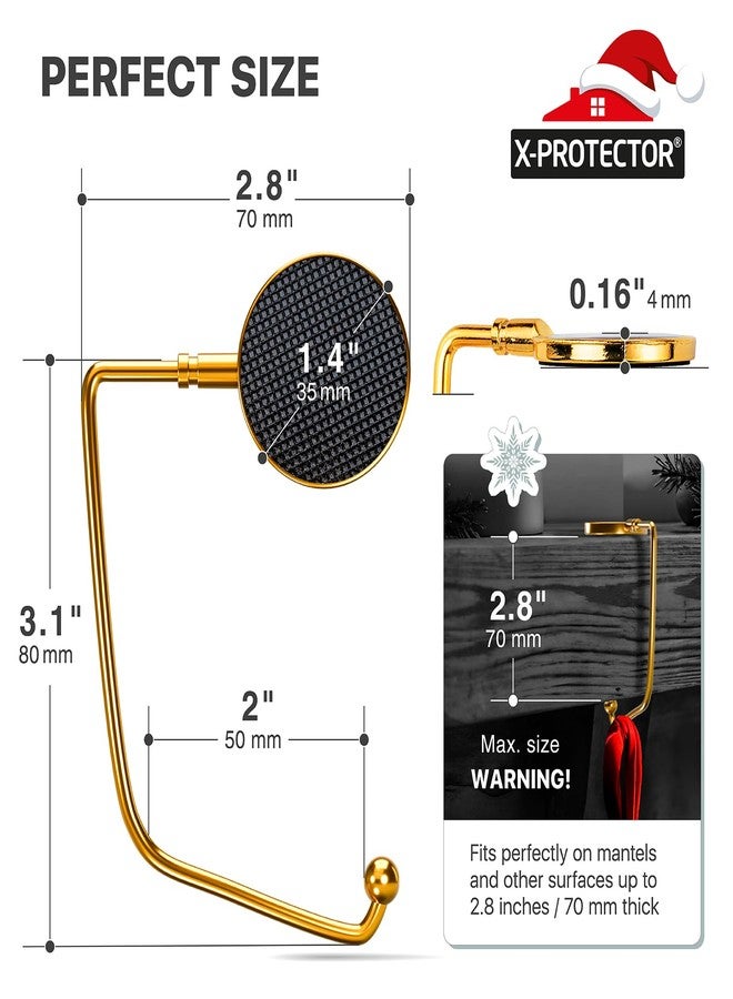 X-Protector Stocking Holders for Mantle - 6 PCS - Premium Christmas Stocking Holder with Non-Slip Bottom - Golden Stocking Hangers for Mantel - Stocking Hooks with Stickers on Top - Merry Christmas! - Image 2