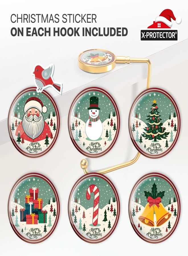 X-Protector Stocking Holders for Mantle - 6 PCS - Premium Christmas Stocking Holder with Non-Slip Bottom - Golden Stocking Hangers for Mantel - Stocking Hooks with Stickers on Top - Merry Christmas! - Image 5