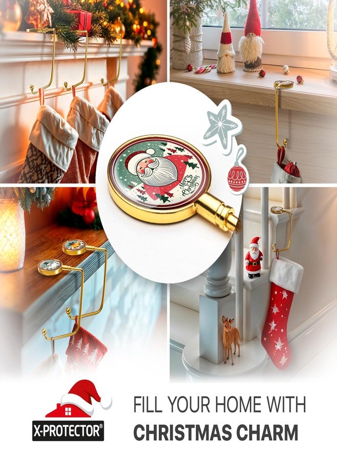 X-Protector Stocking Holders for Mantle - 6 PCS - Premium Christmas Stocking Holder with Non-Slip Bottom - Golden Stocking Hangers for Mantel - Stocking Hooks with Stickers on Top - Merry Christmas! - Image 3