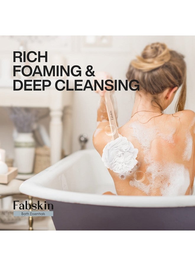FABSKIN Luxury Back Bathing Loofah With Wooden Handle for Men and Women | Pack of 1 | Loofah For Back Bathing with handle | Back Bathing Loofah Brush | Back Scrubber for Bathing (White) - Image 4