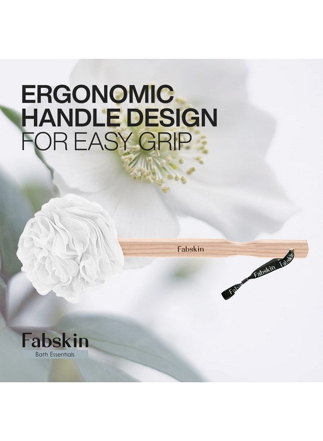 FABSKIN Luxury Back Bathing Loofah With Wooden Handle for Men and Women | Pack of 1 | Loofah For Back Bathing with handle | Back Bathing Loofah Brush | Back Scrubber for Bathing (White) - Image 3