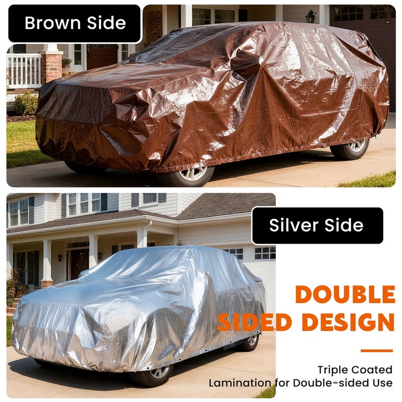 Keten Tarps Heavy Duty Waterproof 10X20 Feet, Extra Thick 16 Mil, Tear & Fade Resistant, 100% UV Blocking, Outdoor Tarp with Reinforced Grommets for Roof, Camping, Patio, Pool, Boat (Brown/Silver) - Image 5