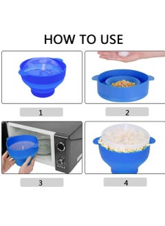 Y&D Microwaveable Silicone Popcorn Popper, BPA Free Microwave Collapsible Maker Bowl for Home, Party, Watch Movie, Dishwasher Safe-Bule(15*12.7*8.5 cm)  - Image 4