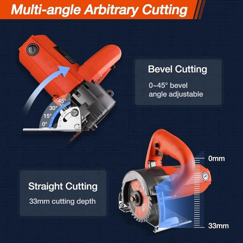MLD MLD 5 inch cuttting machine With 3 Pieces WheelsDiscs for Cutting marbletilesbrickstonewood multipurpose cutter machine MCM207 Size 125mm Plastic multicolor  - Image 5