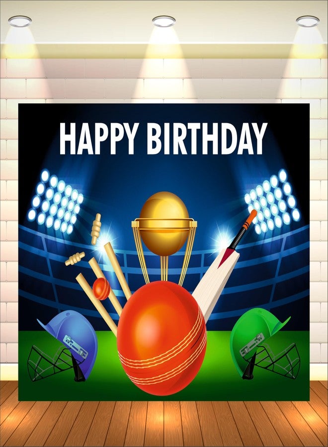 Party Baazaar Cricket Birthday Backdrop 5x4 Ft | Backdrops for Decoration | Birthday Decoration Backdrop | Banner for Kids Theme Party - Image 1
