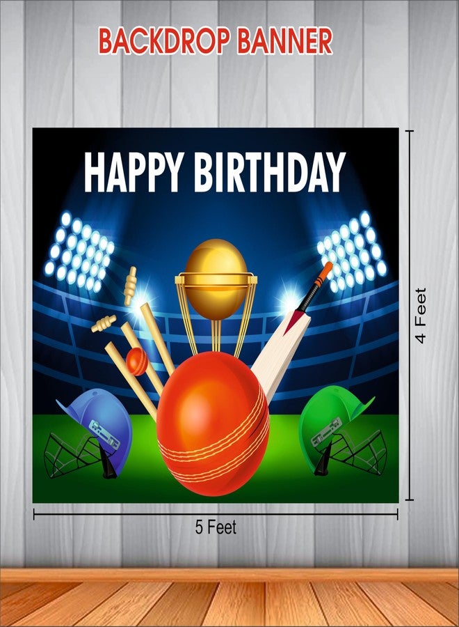 Party Baazaar Cricket Birthday Backdrop 5x4 Ft | Backdrops for Decoration | Birthday Decoration Backdrop | Banner for Kids Theme Party - Image 3