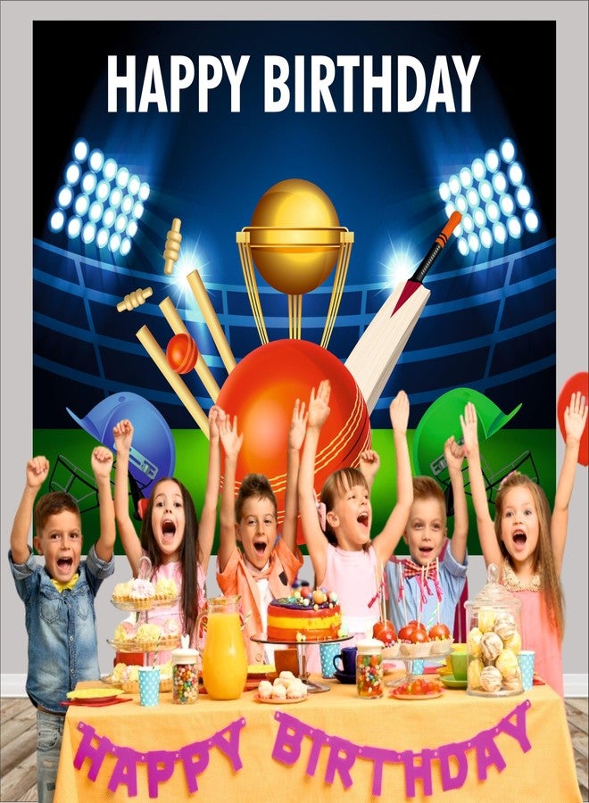 Party Baazaar Cricket Birthday Backdrop 5x4 Ft | Backdrops for Decoration | Birthday Decoration Backdrop | Banner for Kids Theme Party - Image 5