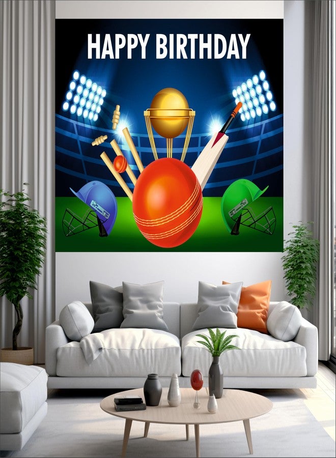 Party Baazaar Cricket Birthday Backdrop 5x4 Ft | Backdrops for Decoration | Birthday Decoration Backdrop | Banner for Kids Theme Party - Image 2