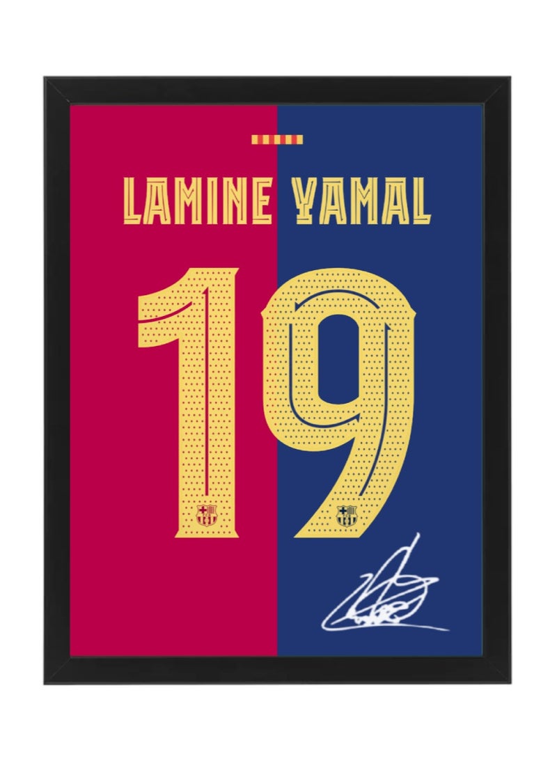 Boomah Accessories - Lamine Yamal Barcelona Autographed Jersey - Framed Poster 30x40cm - Football Memorabilia, Soccer Collectible, Gift for Fans - Image 1