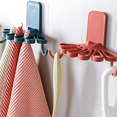 Shree Hari Flower Shaped Towel Hanger Kitchen Self Adhesive Wall Hanging Napkin HangerHolder Set of 2 - Image 1